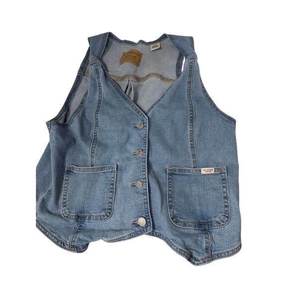 LEVI'S 95' Jean/Denim Cropped Vest Women's Sz Large Blue - Picture 1 of 13